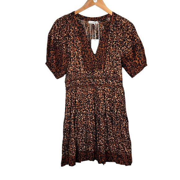 Ulla Johnson NWT Mariana Leopard Animal Print Puff Sleeve Fit & Flare Dress - Picture 14 of 16